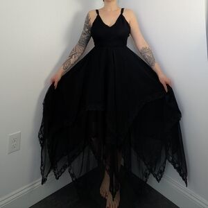Handmade Vintage Lace Layered Maxi Dress Size XS/S Fairy Goth Vamp Romantic